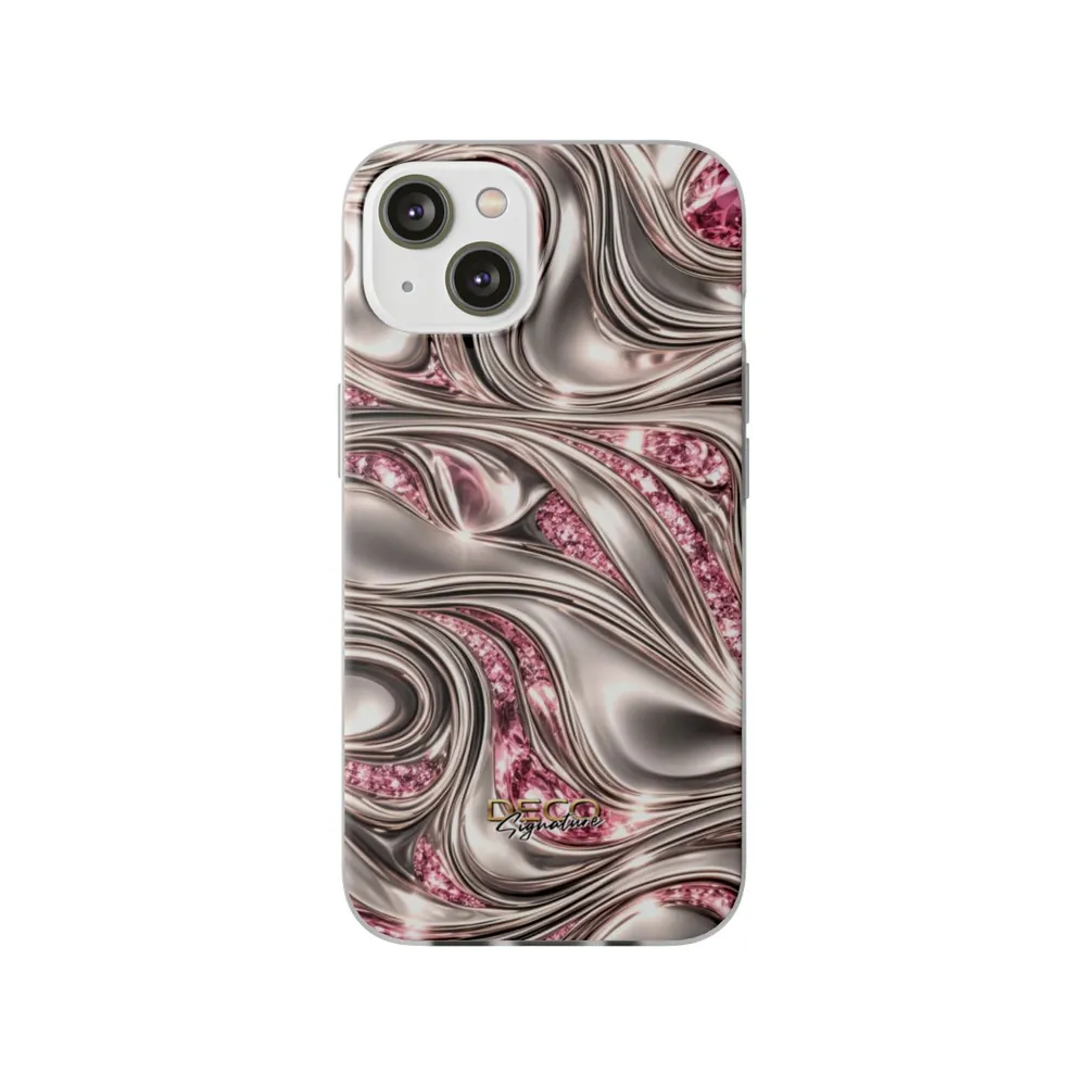 Luxury Liquid Platinum & Pink Diamonds DECO Signature Phone Case