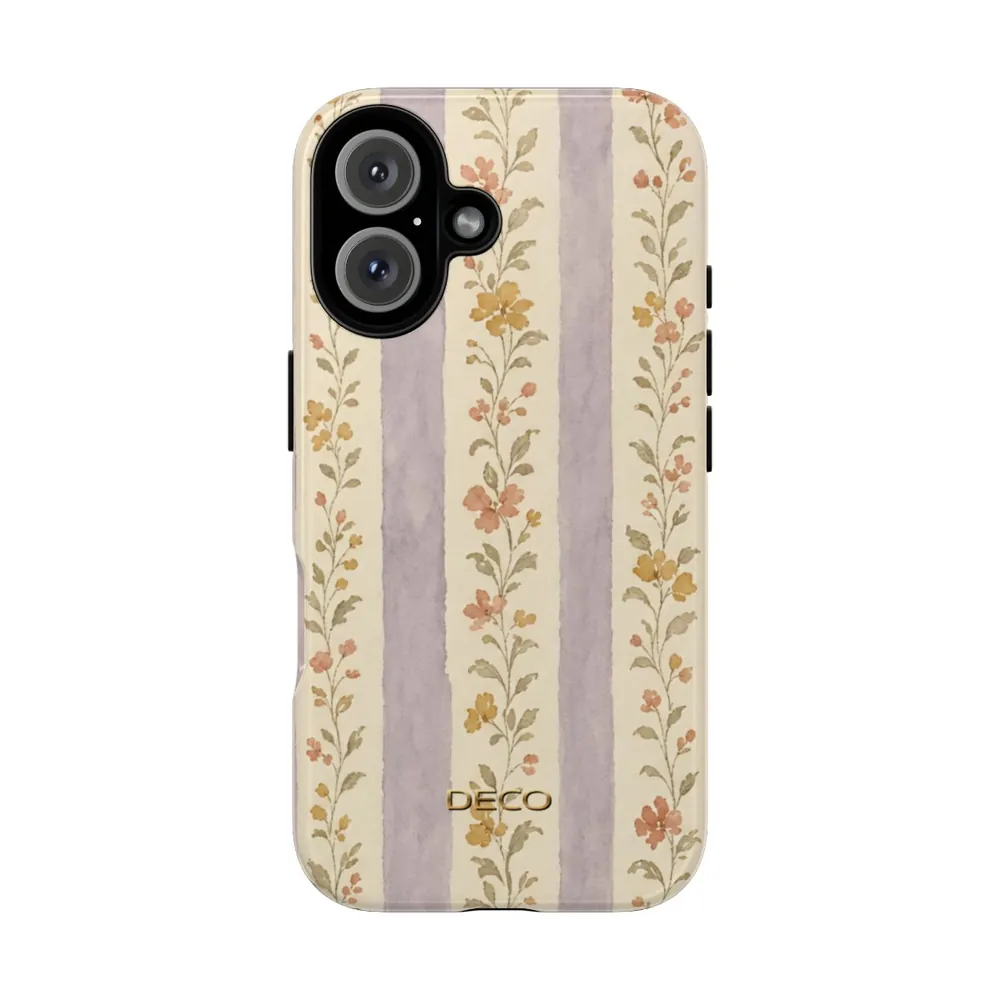 Vintage Floral Stripes Tough Phone Case