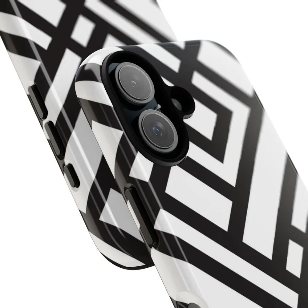 Black & White Maze Geometric Tough Phone Case
