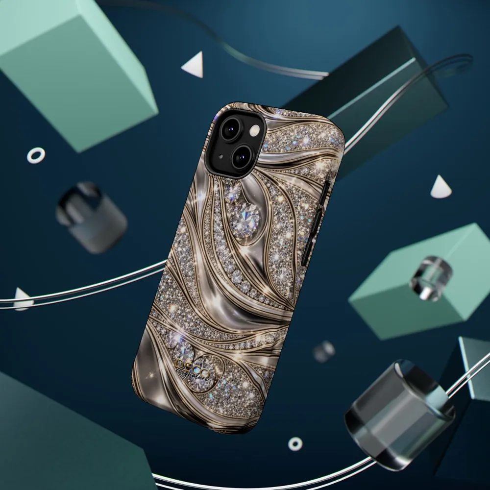 Luxury Sparkling Diamonds & Platinum DECO Signature MagSafe Impact-Resistant Phone Case