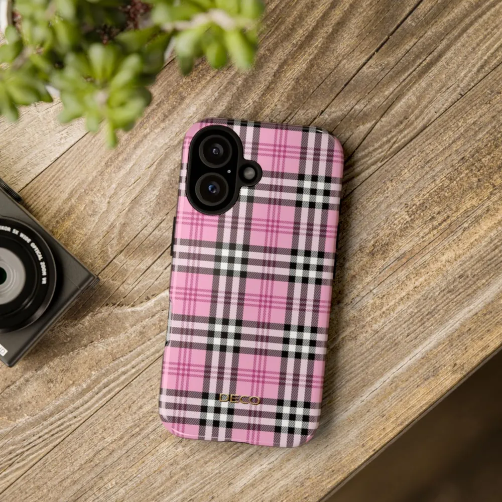 Pink Plaid Tough Phone Case