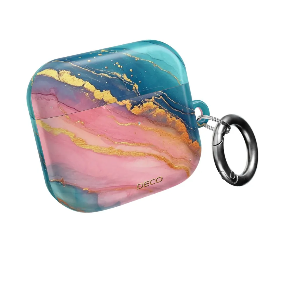 Pastel Gold Pinks & Blues Watercolor Marble AirPod Case