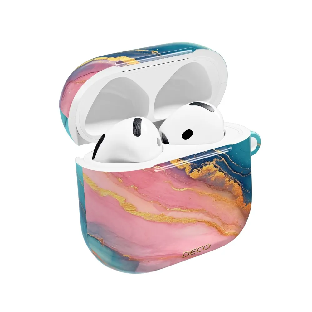 Pastel Gold Pinks & Blues Watercolor Marble AirPod Case