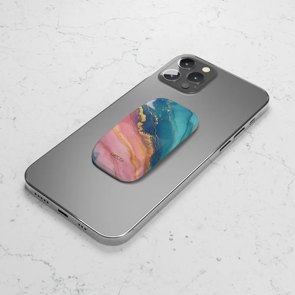 Pastel Gold Pinks & Blues Watercolor Marble Phone Grip & Stand