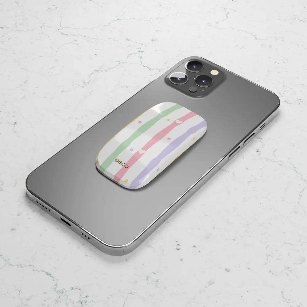Pastel Heart Stripes Phone Grip & Stand