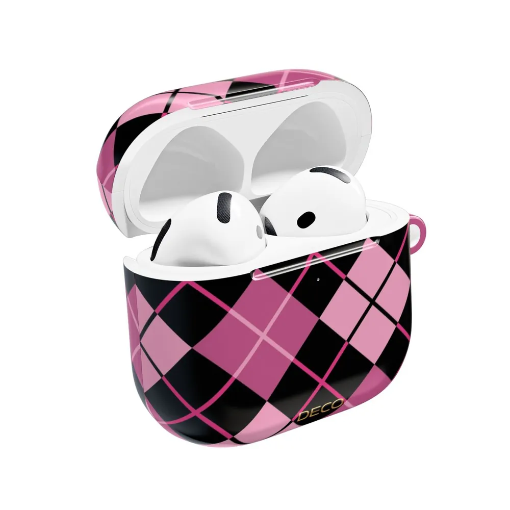 Pink Argyle Plaid AirPod Case