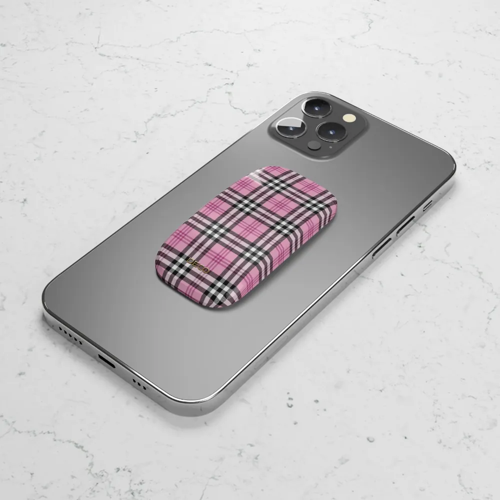 Pink Plaid Phone Grip & Stand