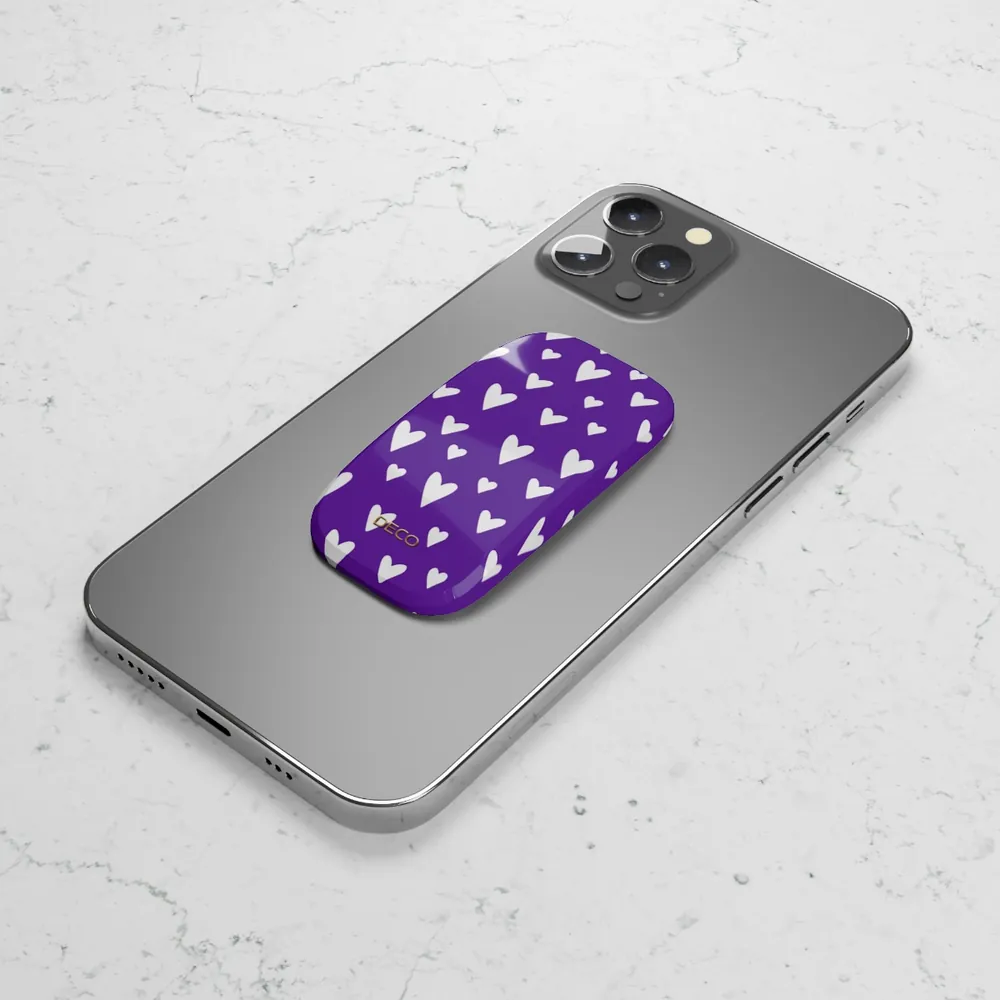 Purple & White Polka Hearts Phone Grip & Stand
