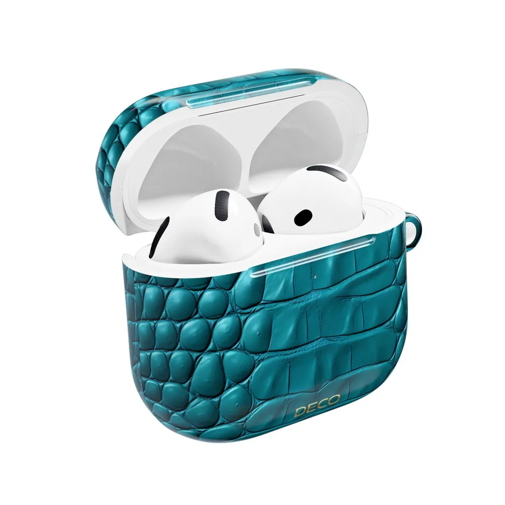 Teal Crocodile Skin AirPod Case