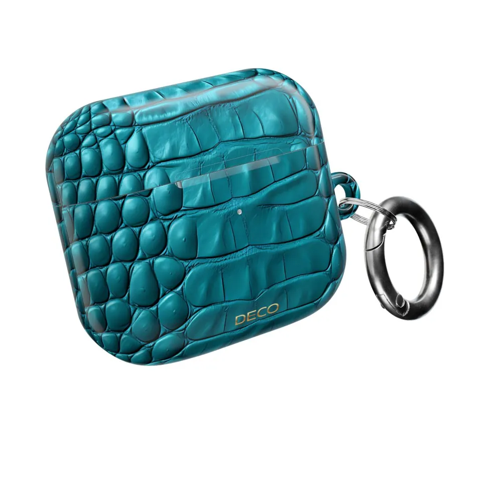 Teal Crocodile Skin AirPod Case