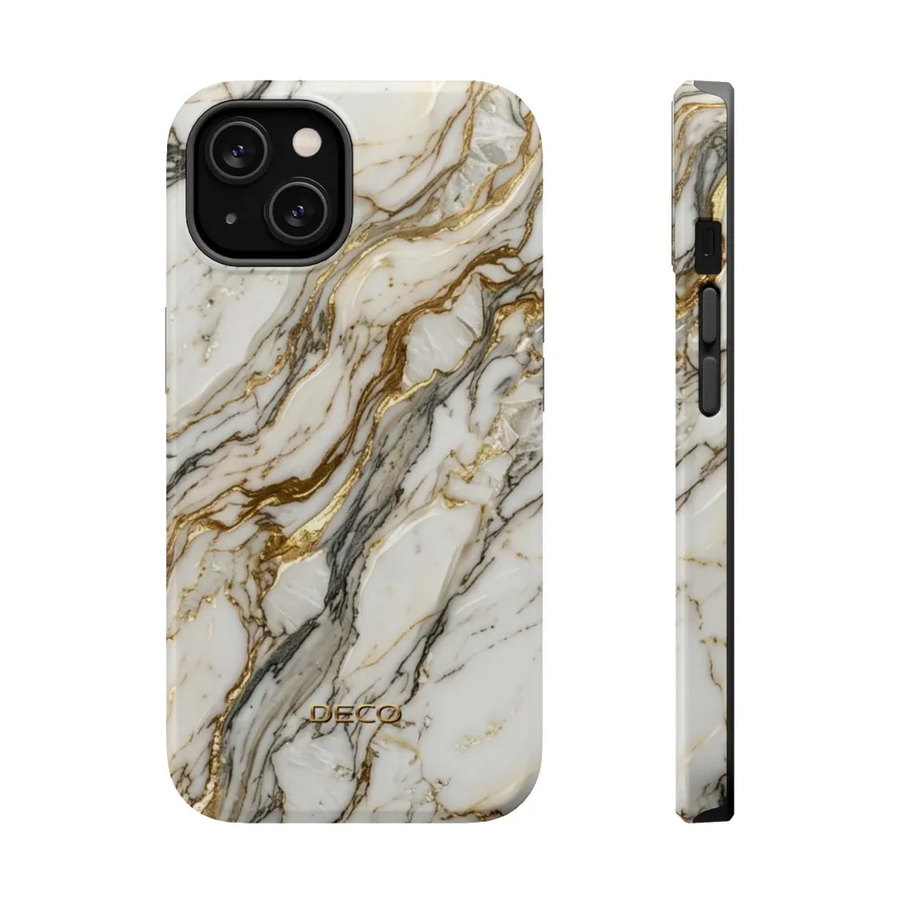 Textured Gold & Silver Vein Marble MagSafe Impact-Resistant Phone Case