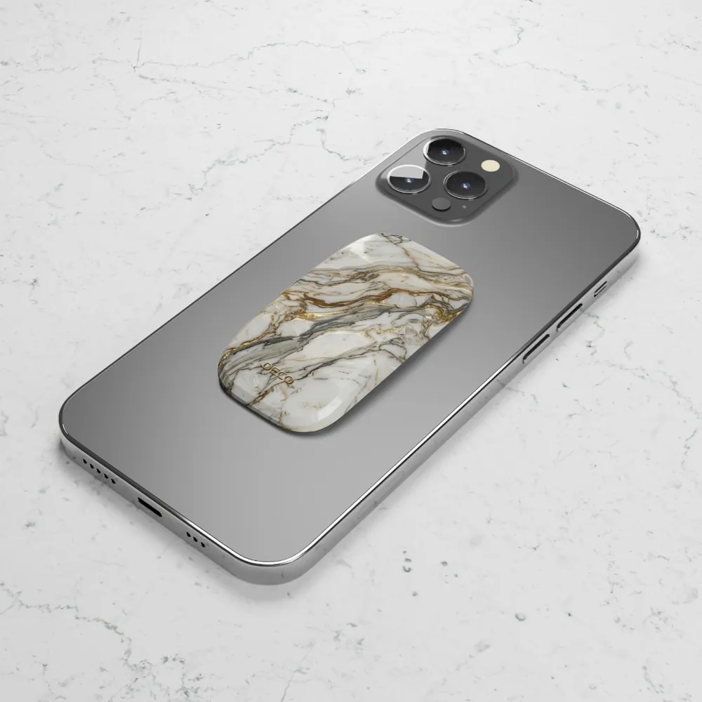 Textured Gold & Silver Vein Marble Phone Grip & Stand