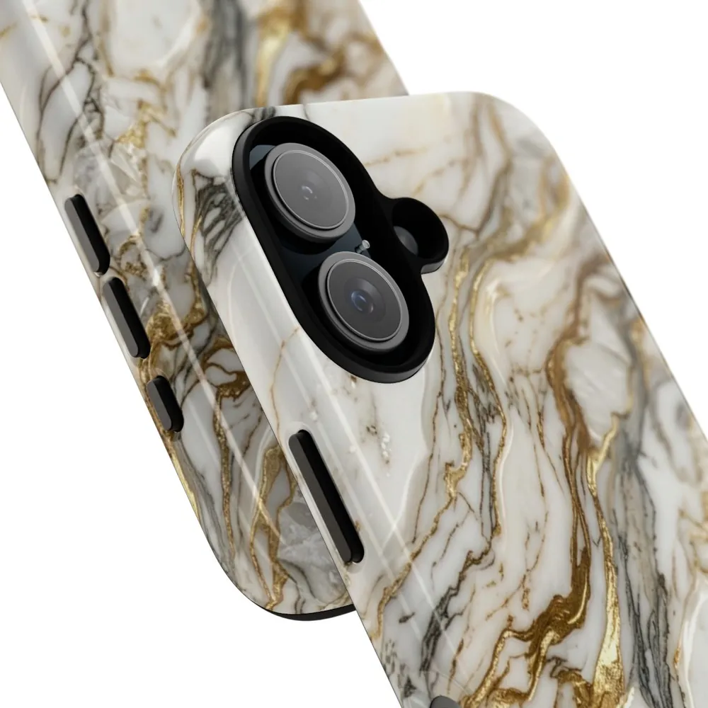 Textured Gold & Silver Vein Marble Tough Phone Case