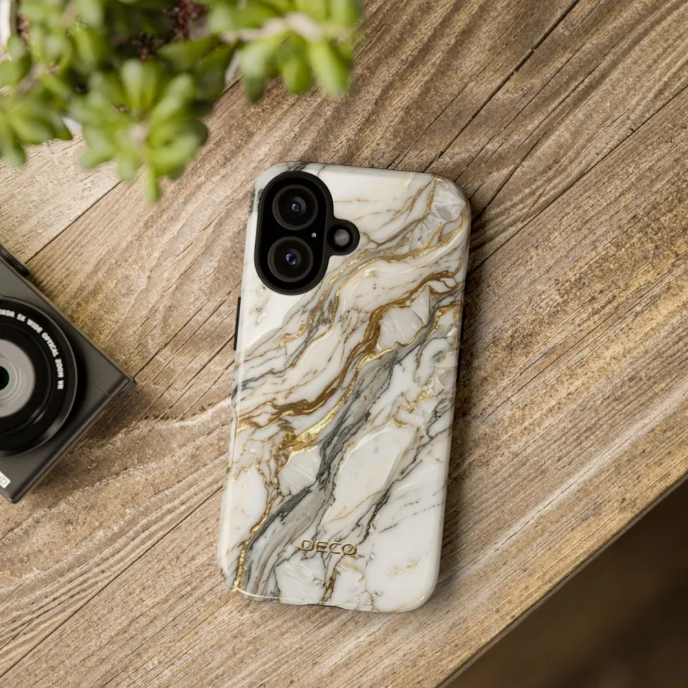 Textured Gold & Silver Vein Marble Tough Phone Case