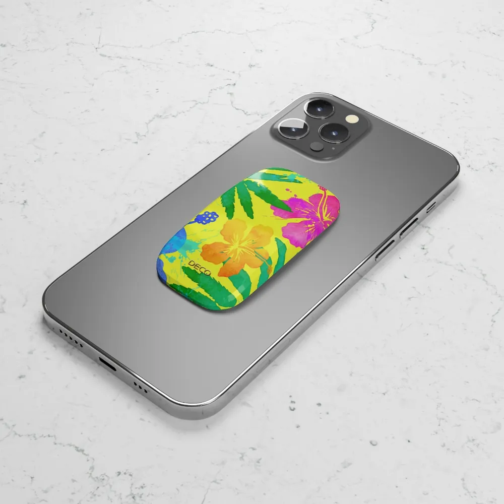 Tropical Neon Floral Phone Grip & Stand
