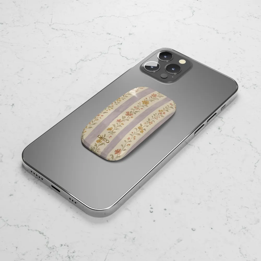 Vintage Floral Stripes Phone Grip & Stand