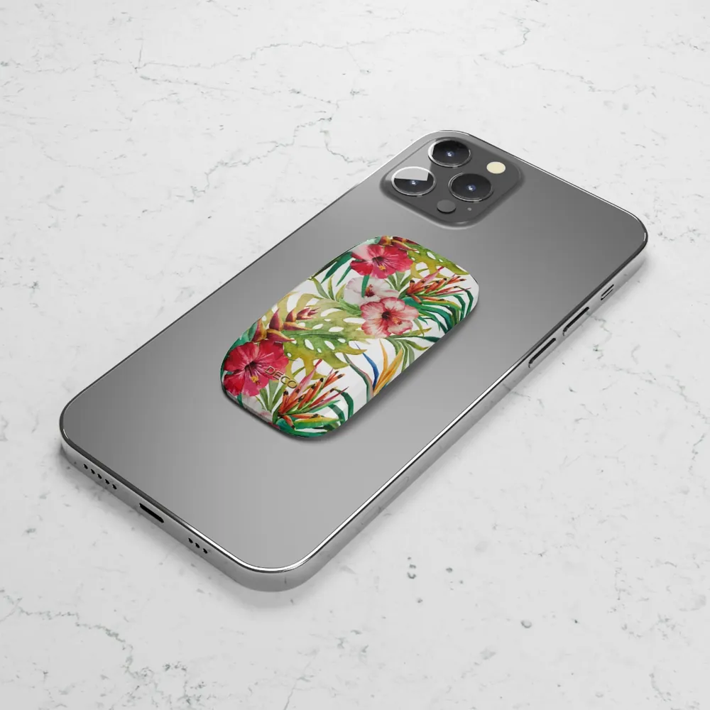 Watercolor Tropical Hibiscus Floral Phone Grip & Stand