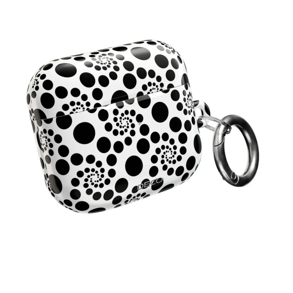 White & Black Twirly Polka Dots AirPod Case