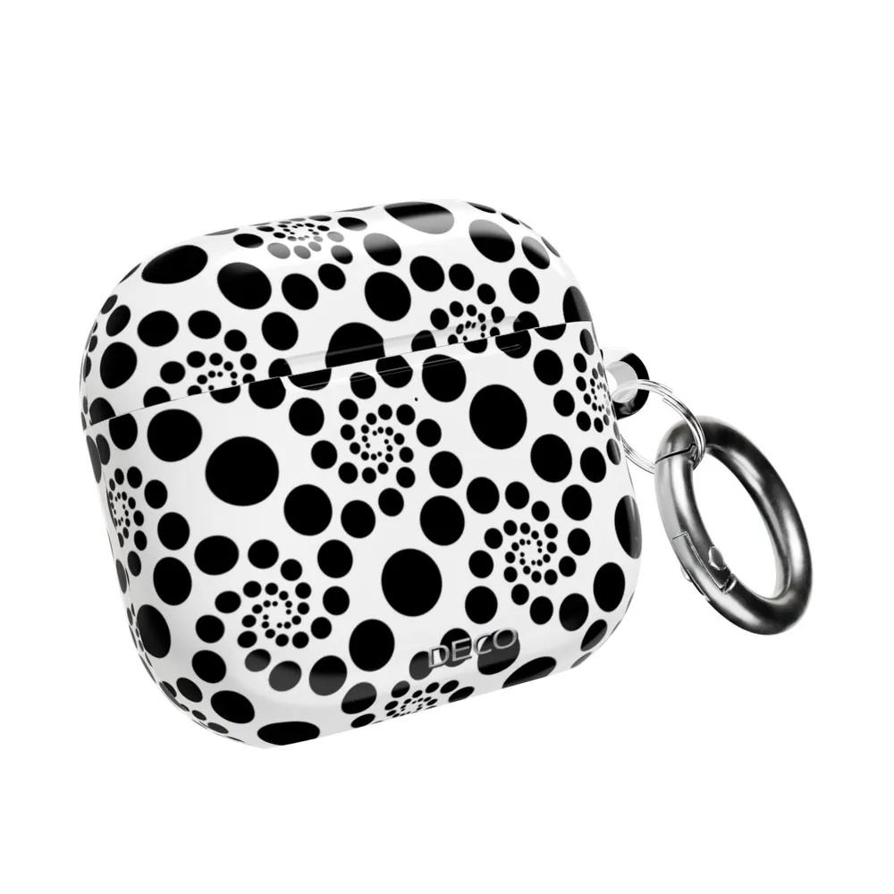 White & Black Twirly Polka Dots AirPod Case