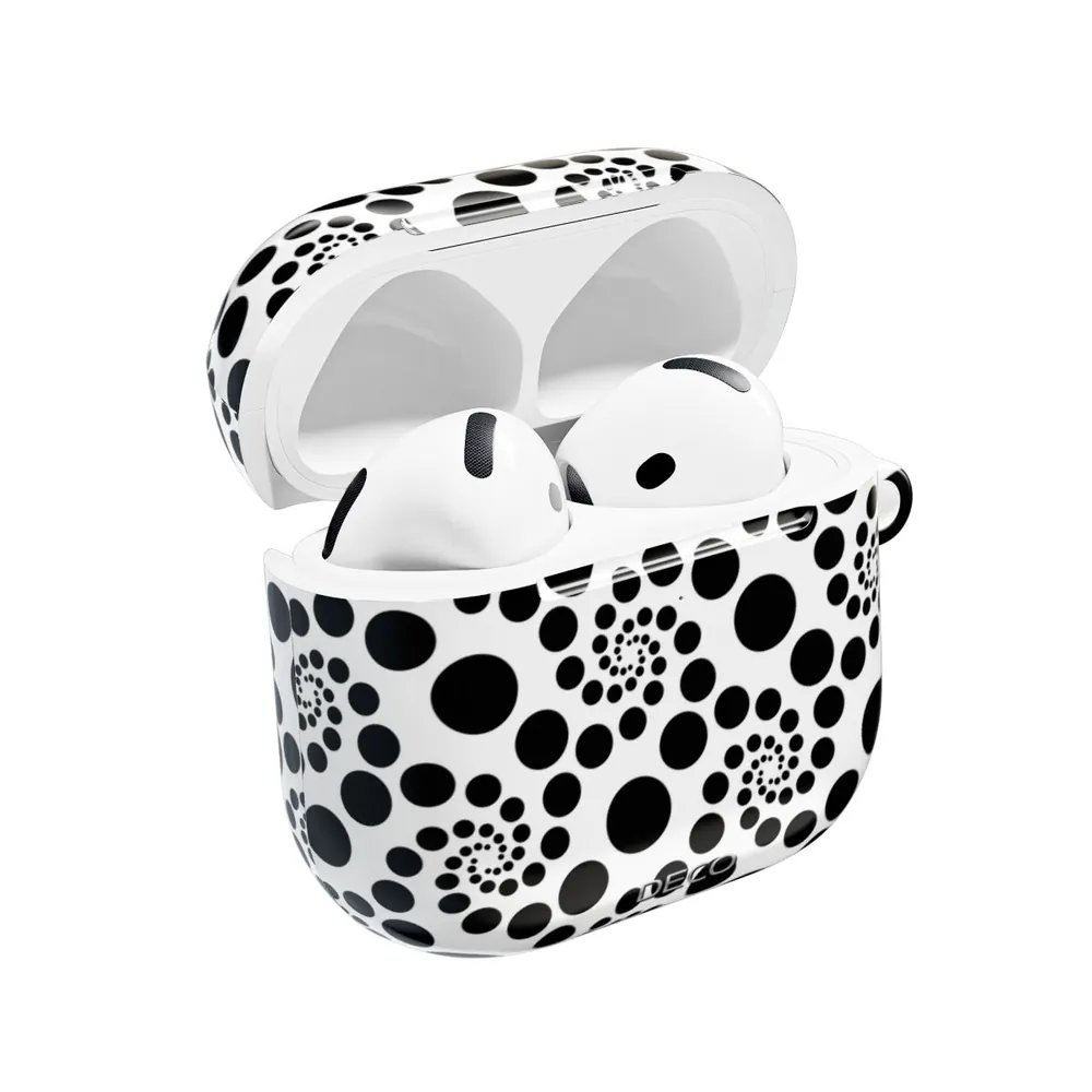 White & Black Twirly Polka Dots AirPod Case