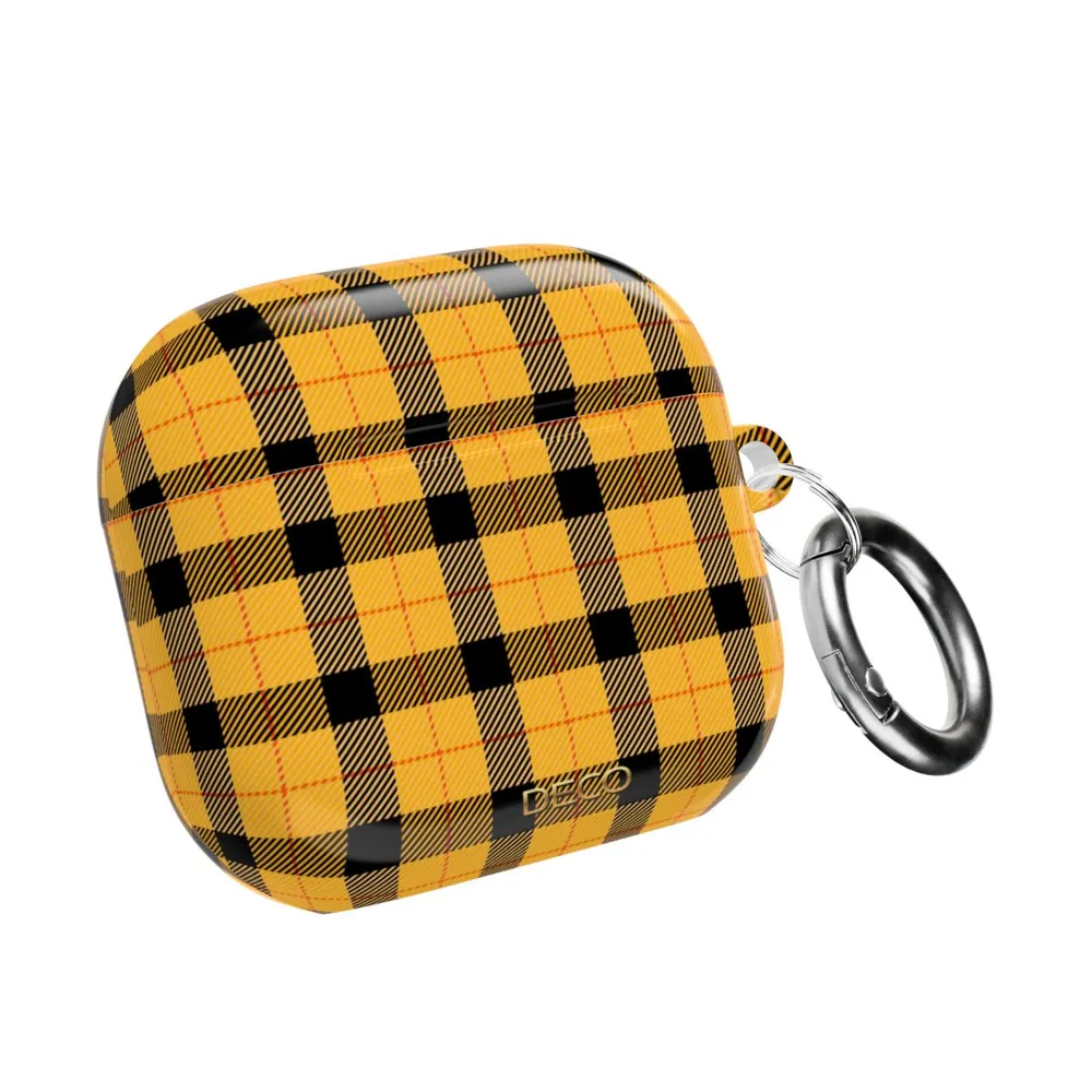 Yellow Gingham Tartan Plaid AirPod Case